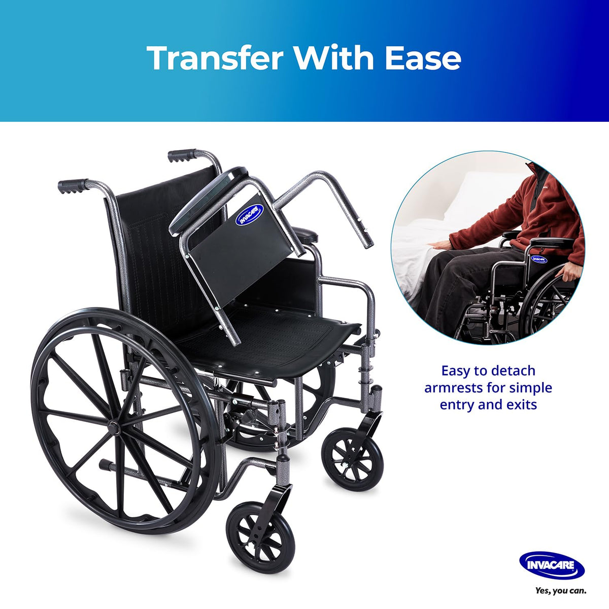 Portable Folding Lightweight Manual Wheelchair 18 Inch Seat K1555
