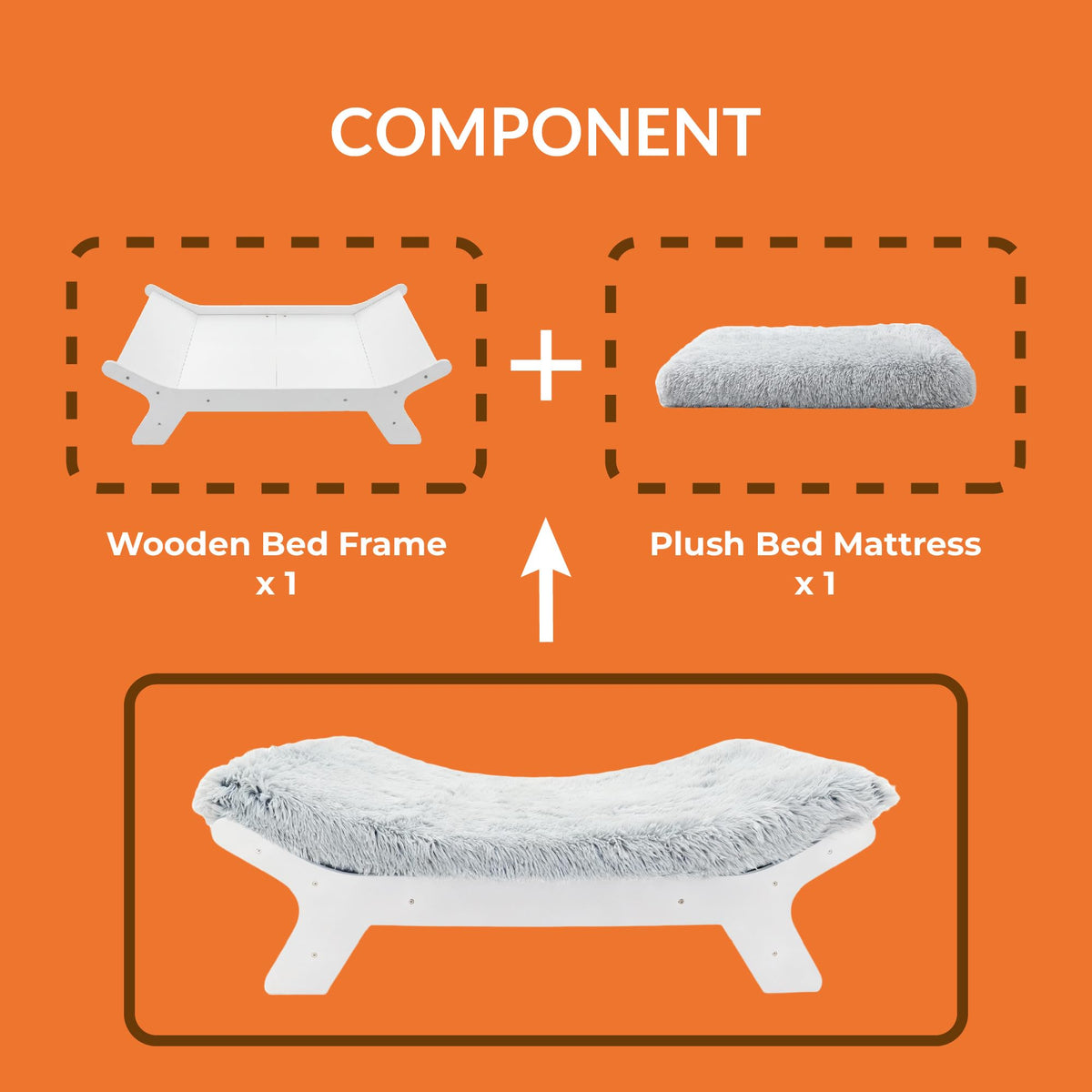 Wood Dog Bed Frame with Foam Mattress Z553