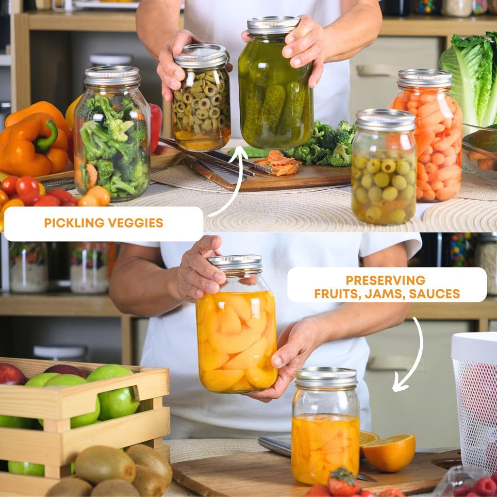 16 oz Regular Mouth Mason Jars Pack of 6 with Airtight Metal Lids J105589