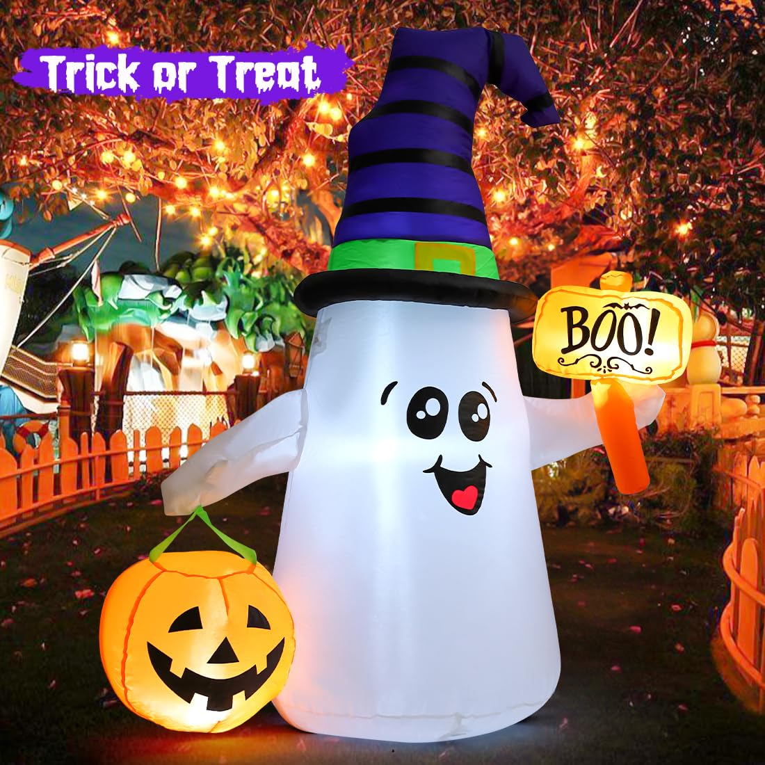 5 FT Halloween Inflatables Ghost with Built-in LEDs L4300