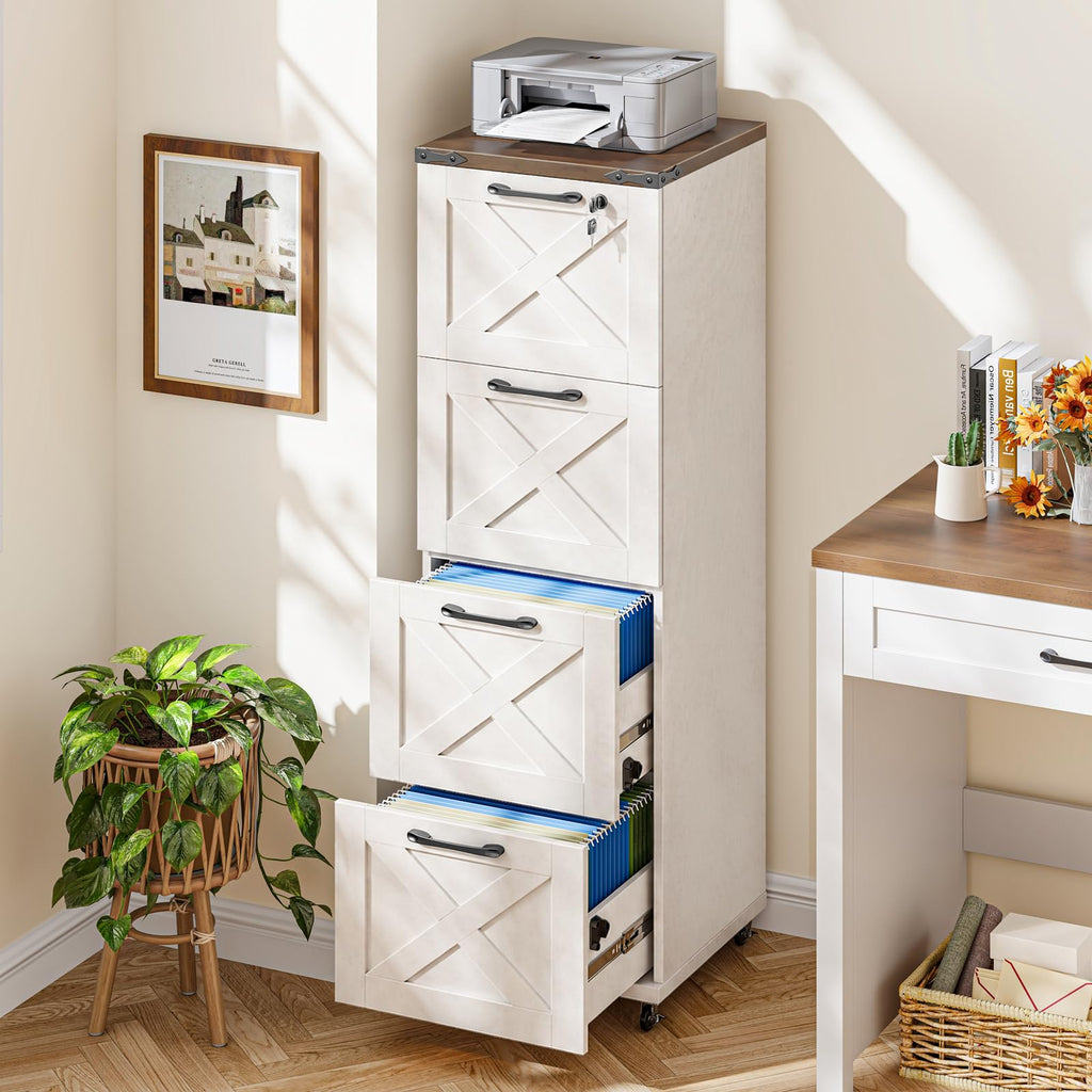 White 4 Drawer Office Filing Cabinet J311