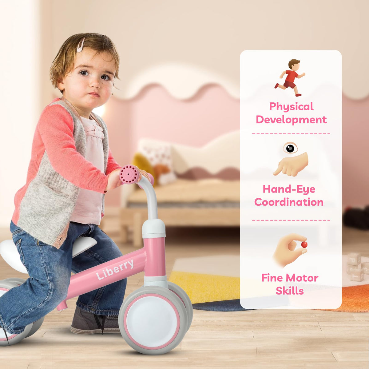 Pink Adjustable Baby Balance Bike J160195