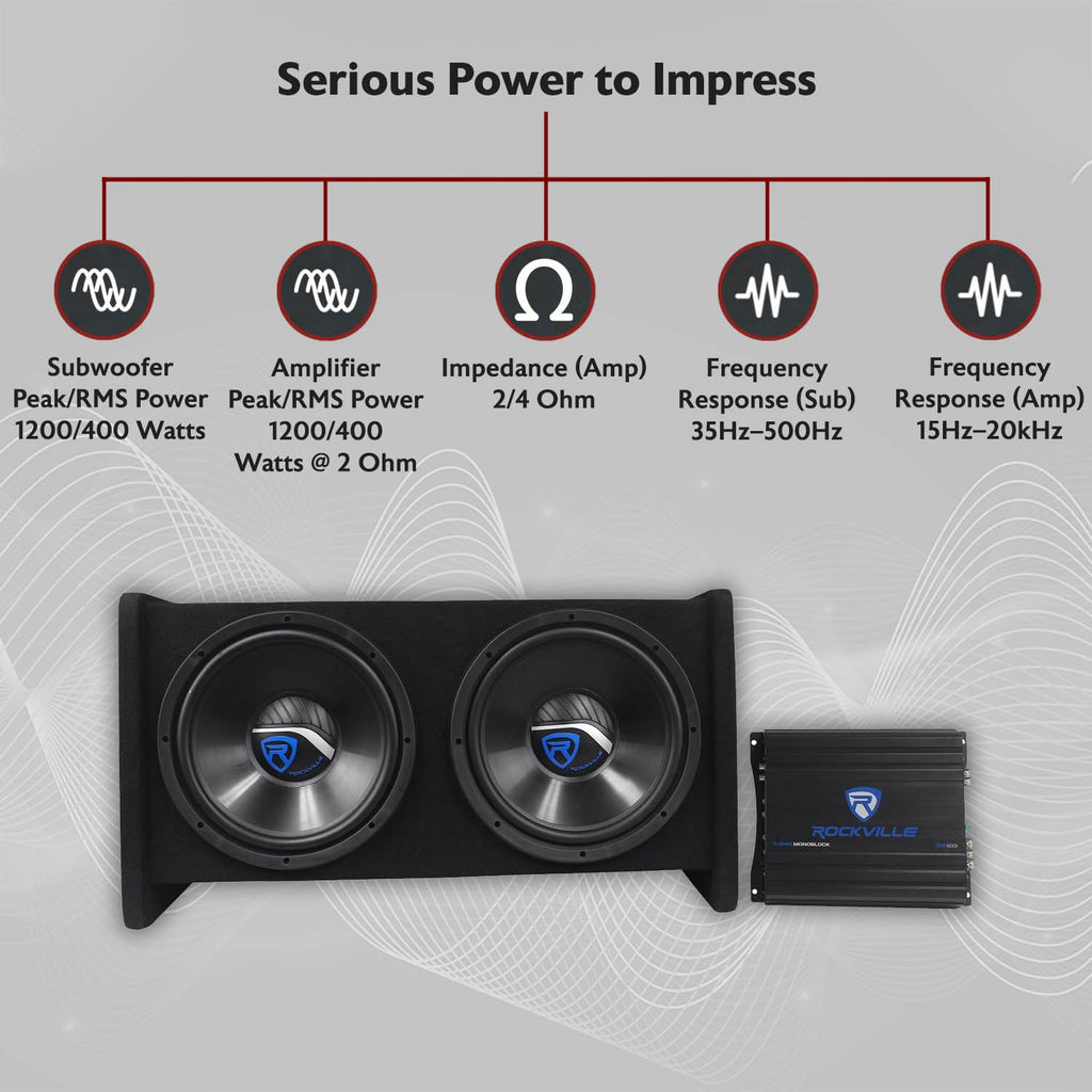 Dual 12" Car Subwoofer Enclosure with Mono Amplifier N3784