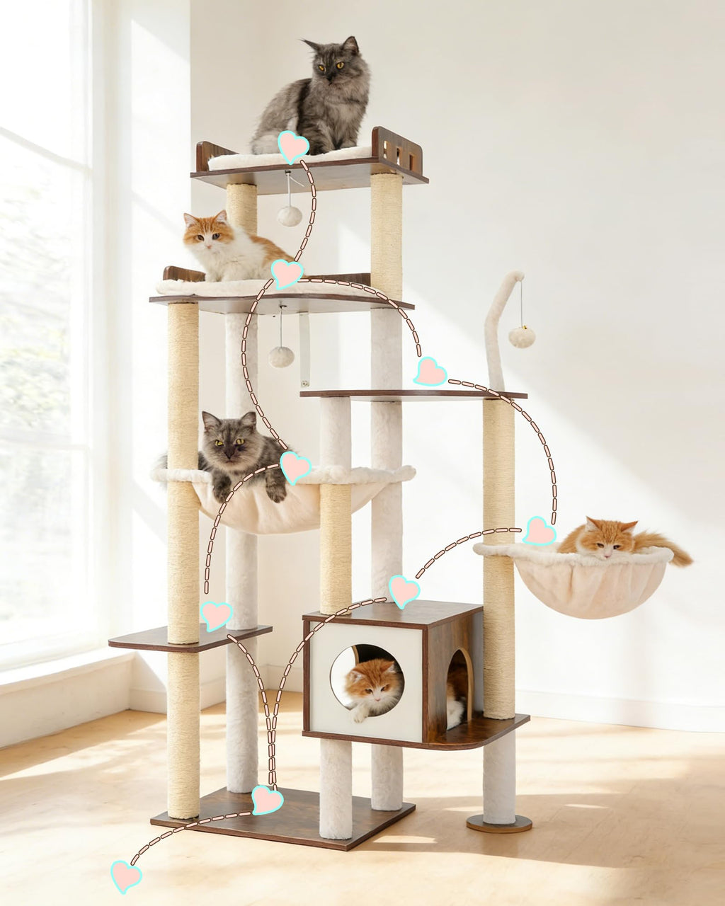 70.5" Wood Tall Cat Tree Z1613