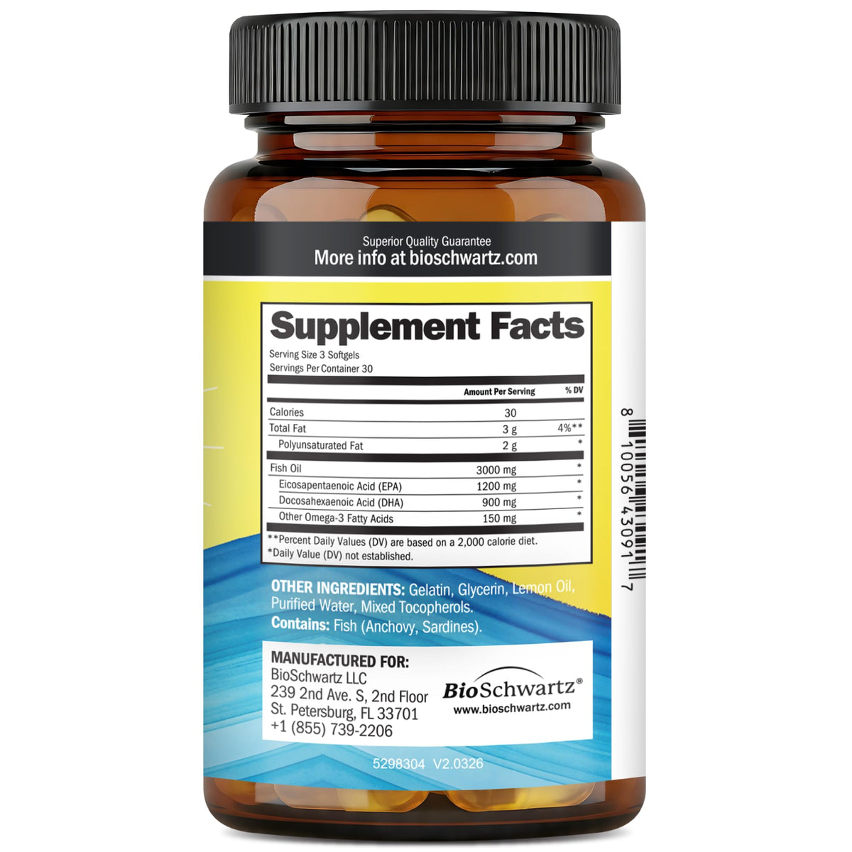 Omega 3 Fish Oil 3000mg 90 Softgels C921501