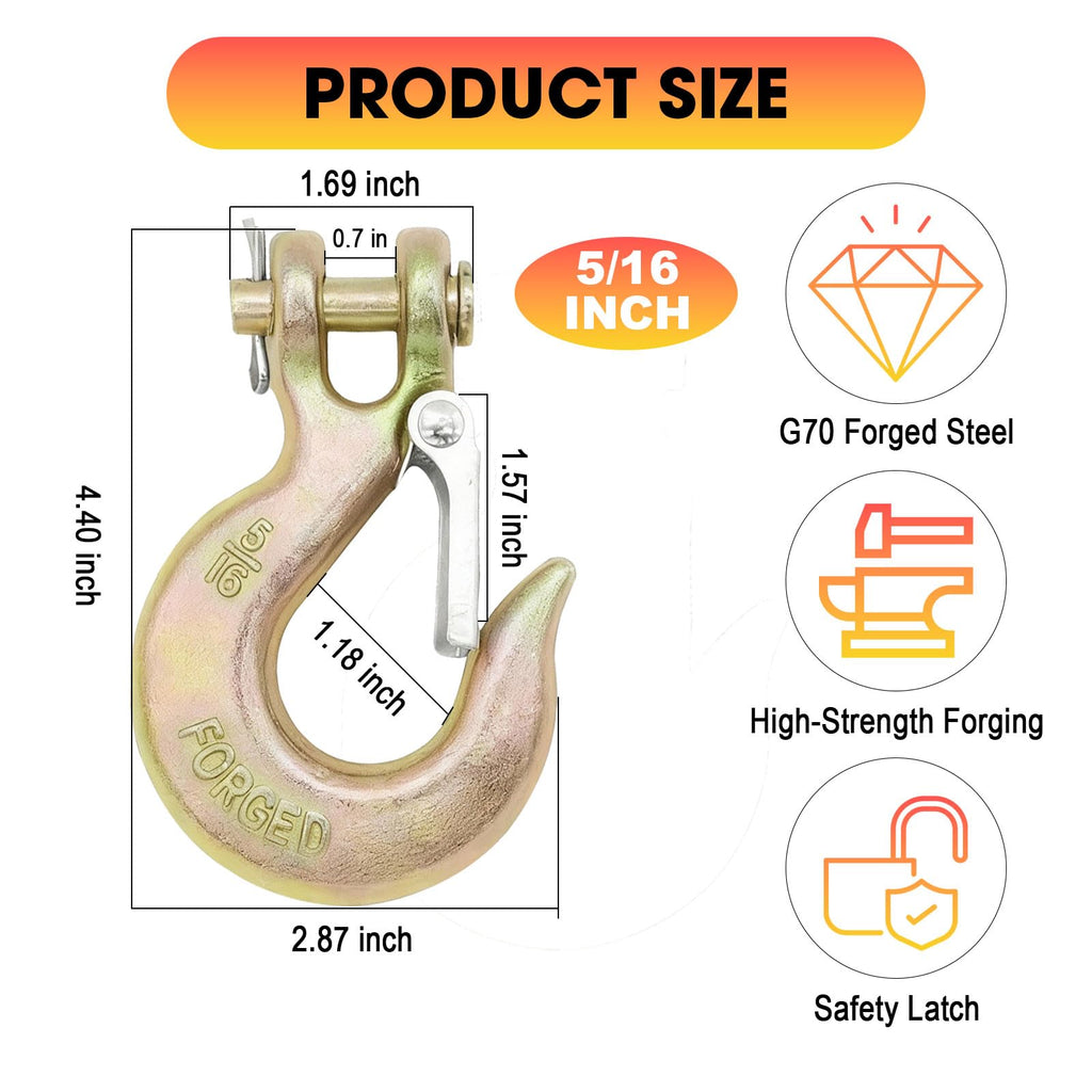 5/16" Clevis Slip Hook with Safety Latch P3204