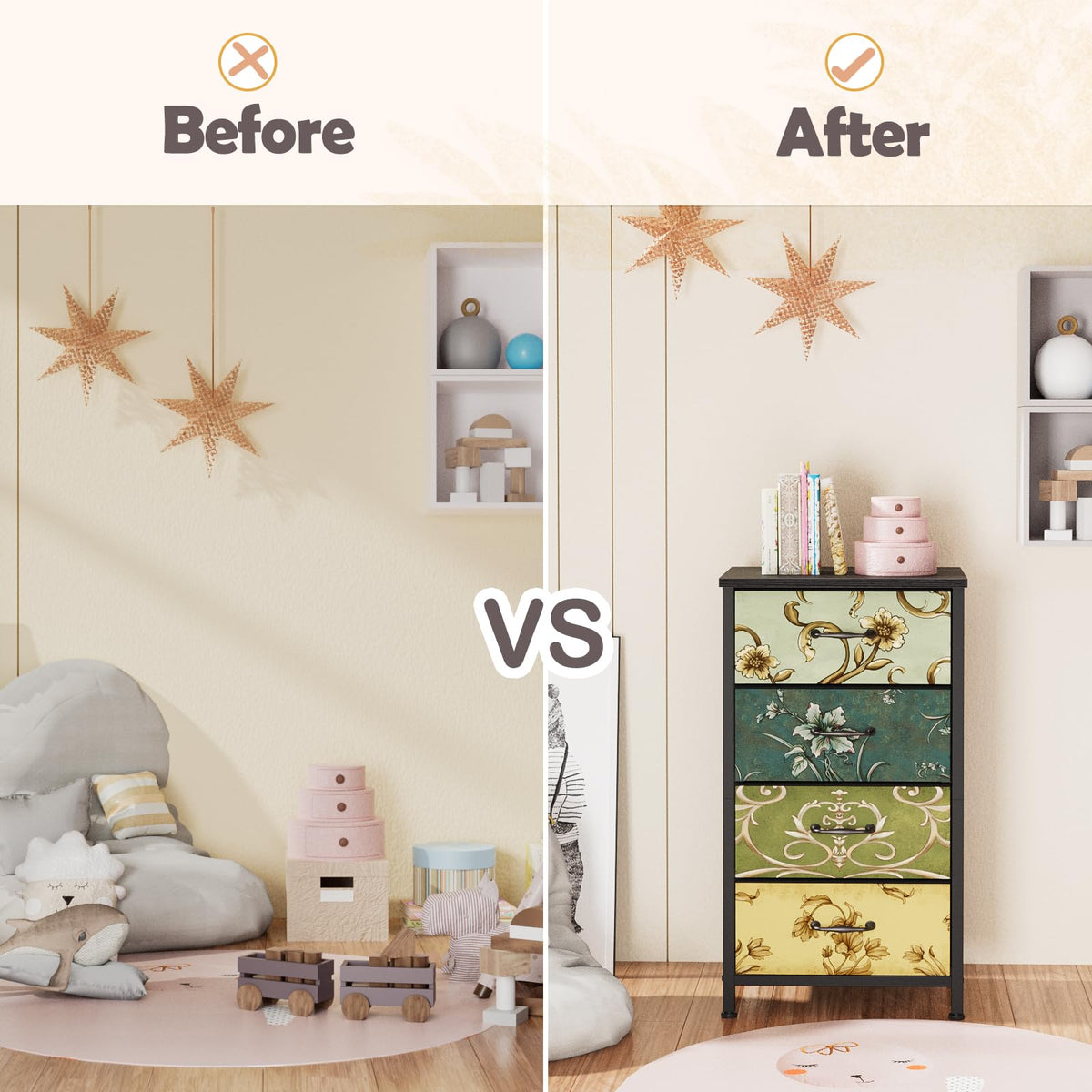 4 Drawer Fabric Dresser J37341