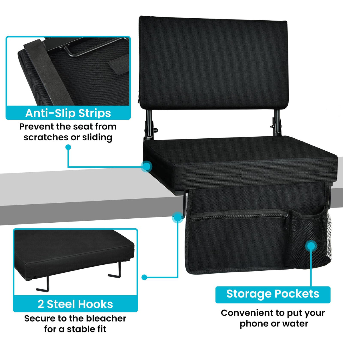 Foldable Padded Stadium Seats with Back Support Z9940