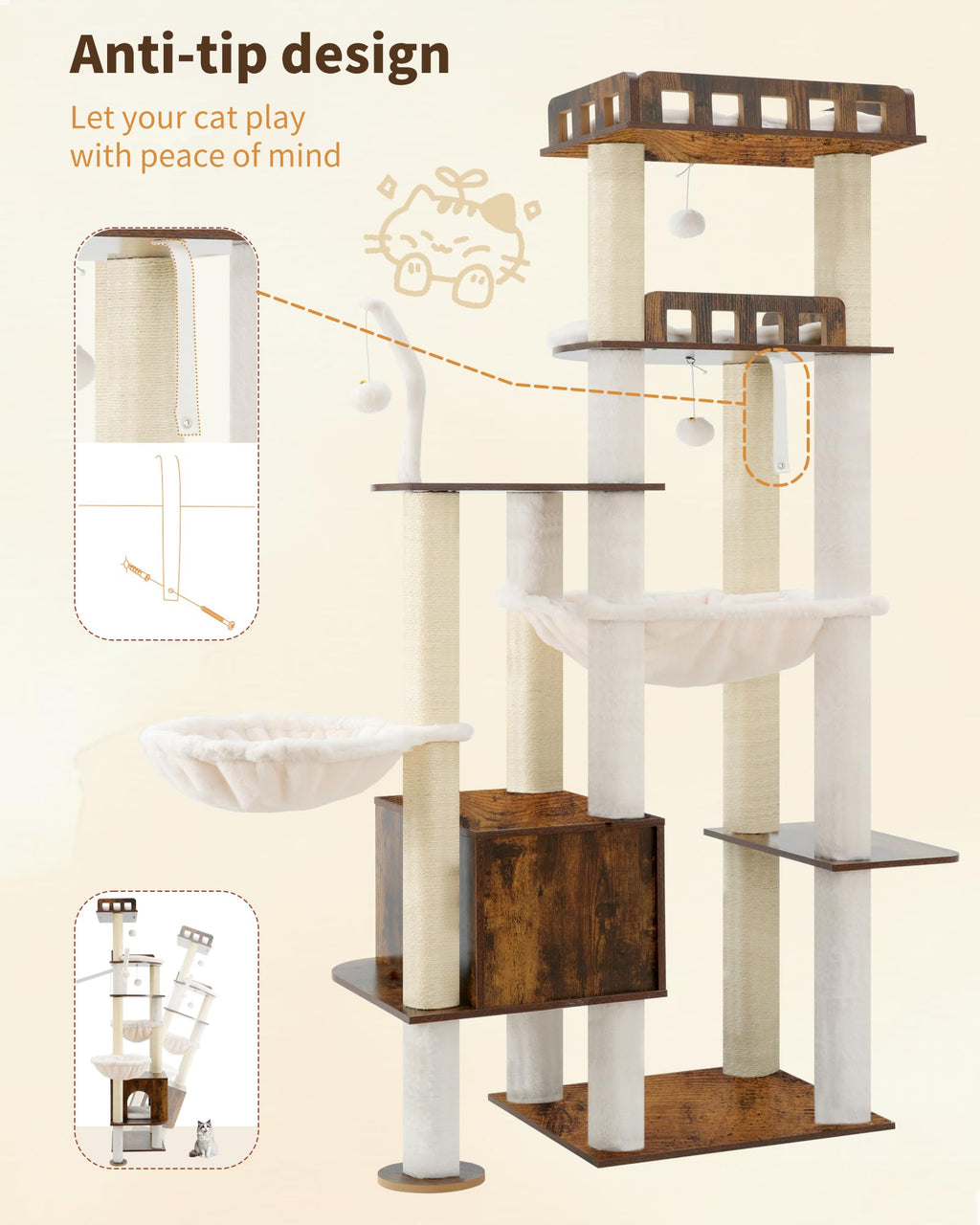 70.5" Wood Tall Cat Tree Z1613