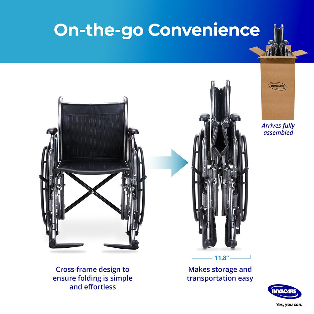 Portable Folding Lightweight Manual Wheelchair 18 Inch Seat K1555