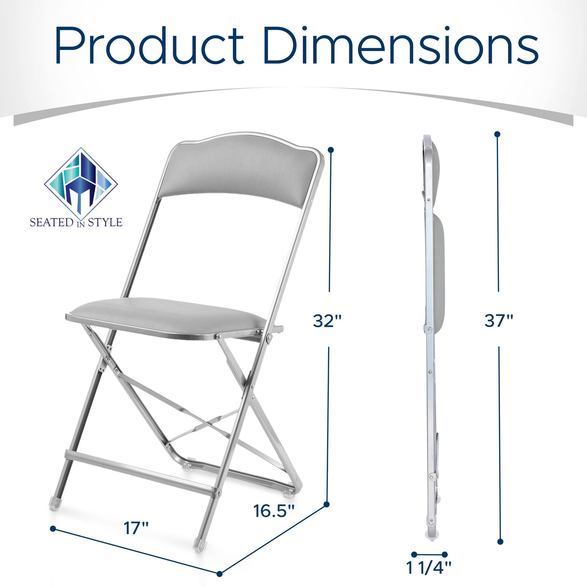 Folding Chairs with Padded Seats 4 Pack Heavy-Duty Steel Frame B755
