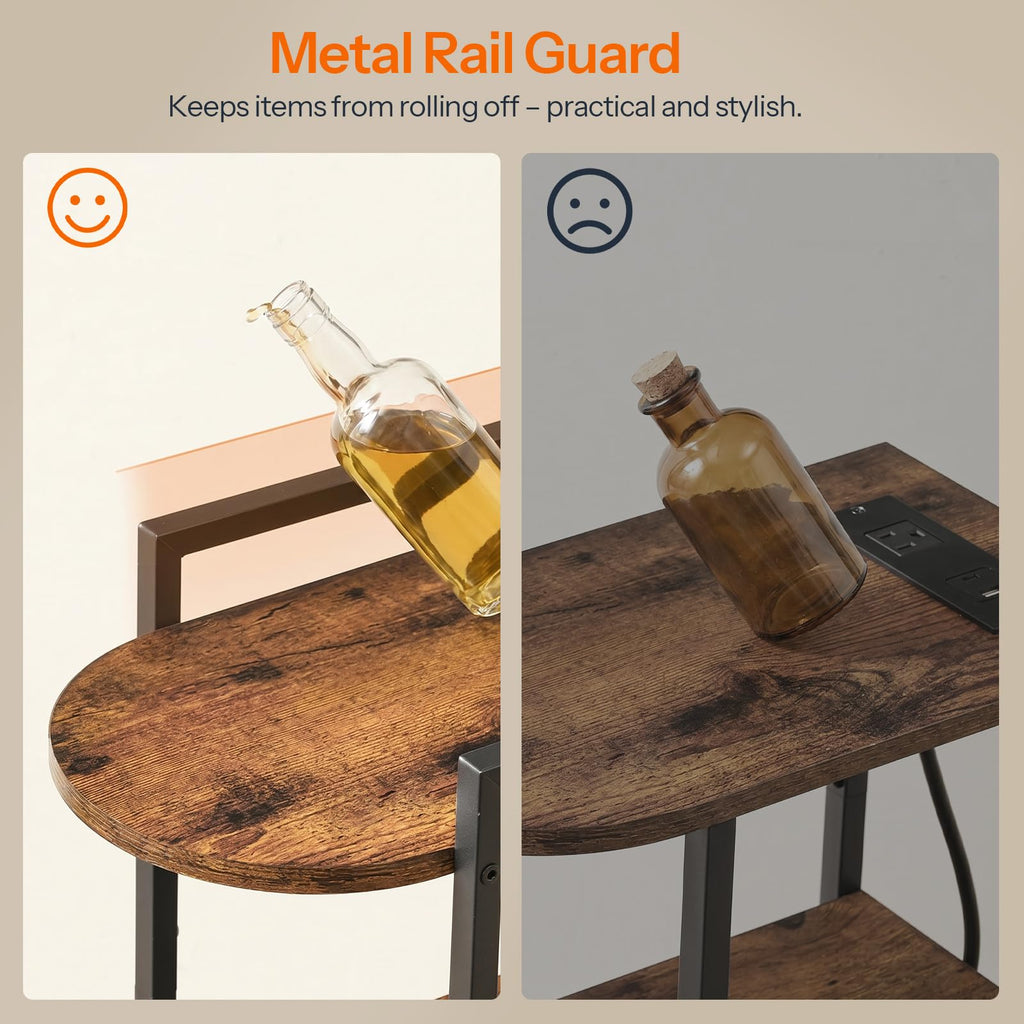Rolling Narrow Side Table with Charging Station Q368