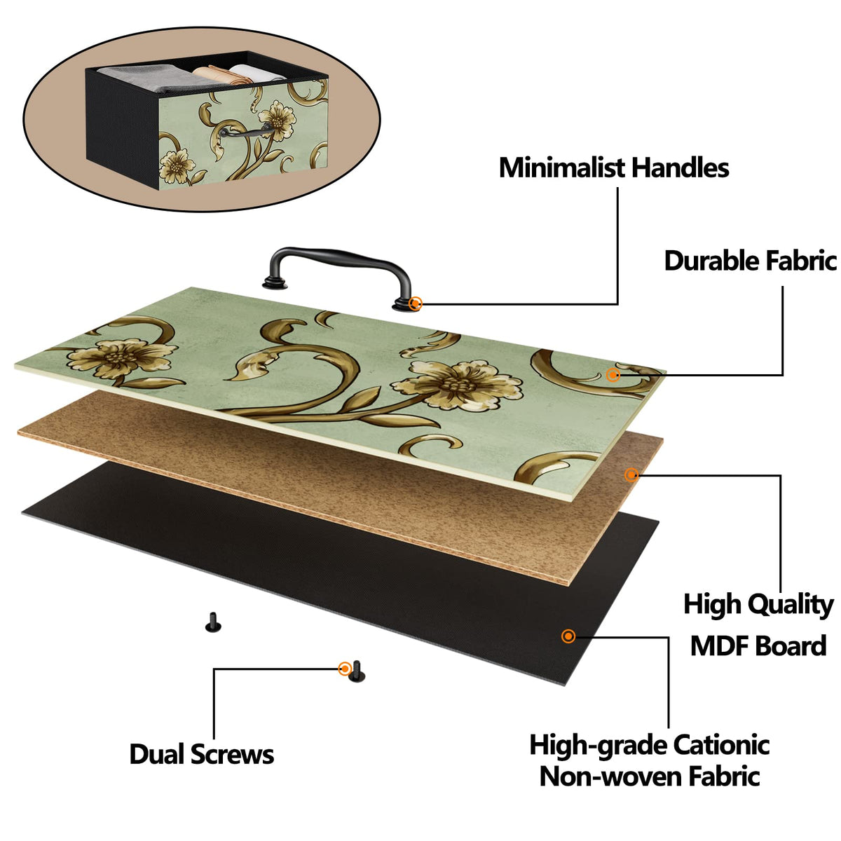 4 Drawer Fabric Dresser J37341