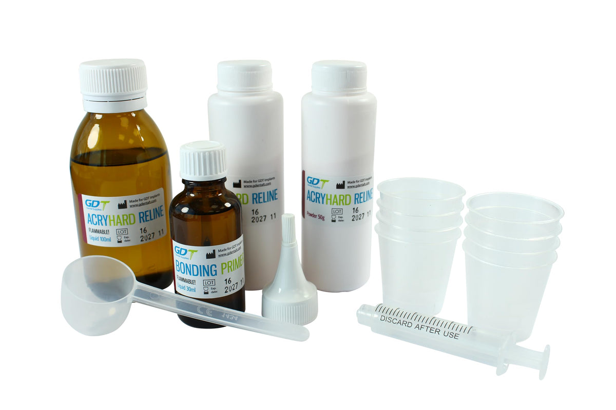 Hard Denture Reline Kit, Acrylic-Based, Self-Curing, Translucent Pink C121908