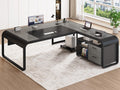 61" Grey L Shaped Desk with Drawer M7261