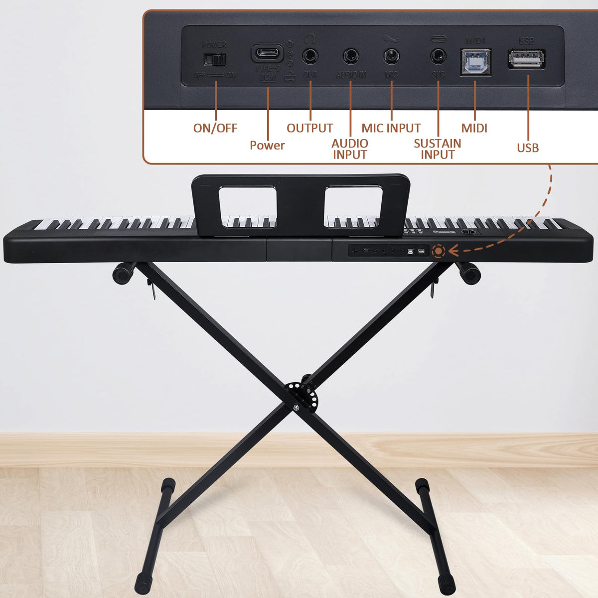 88 Key Electric Digital Piano with Semi Weighted Keys H736291