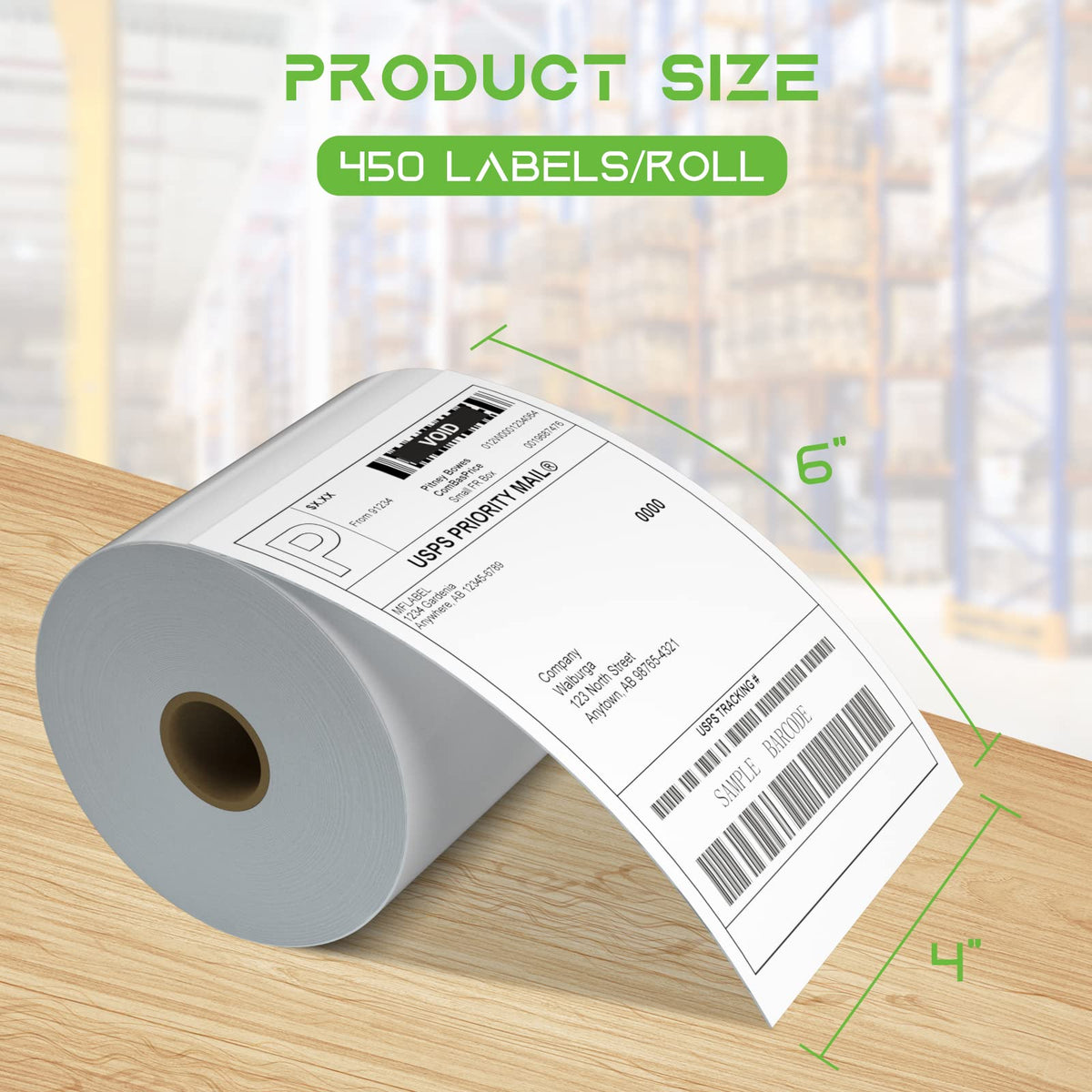 4x6 Direct Thermal Shipping Labels, 4 Rolls, 450 Labels/Roll T9629