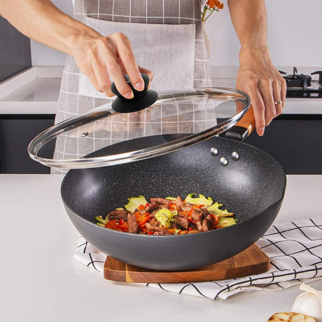 12 Inch Tempered Glass Pan Lid with Silicone Handle K30369