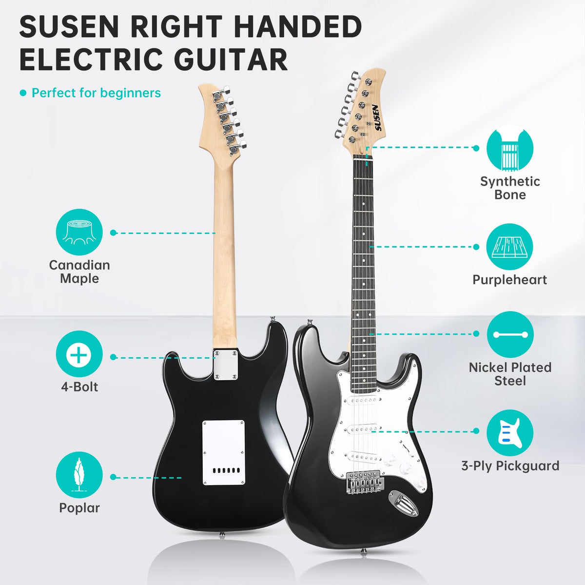 39 Inch Solid Full-size Electric Guitar with Amplifier Bag S656125