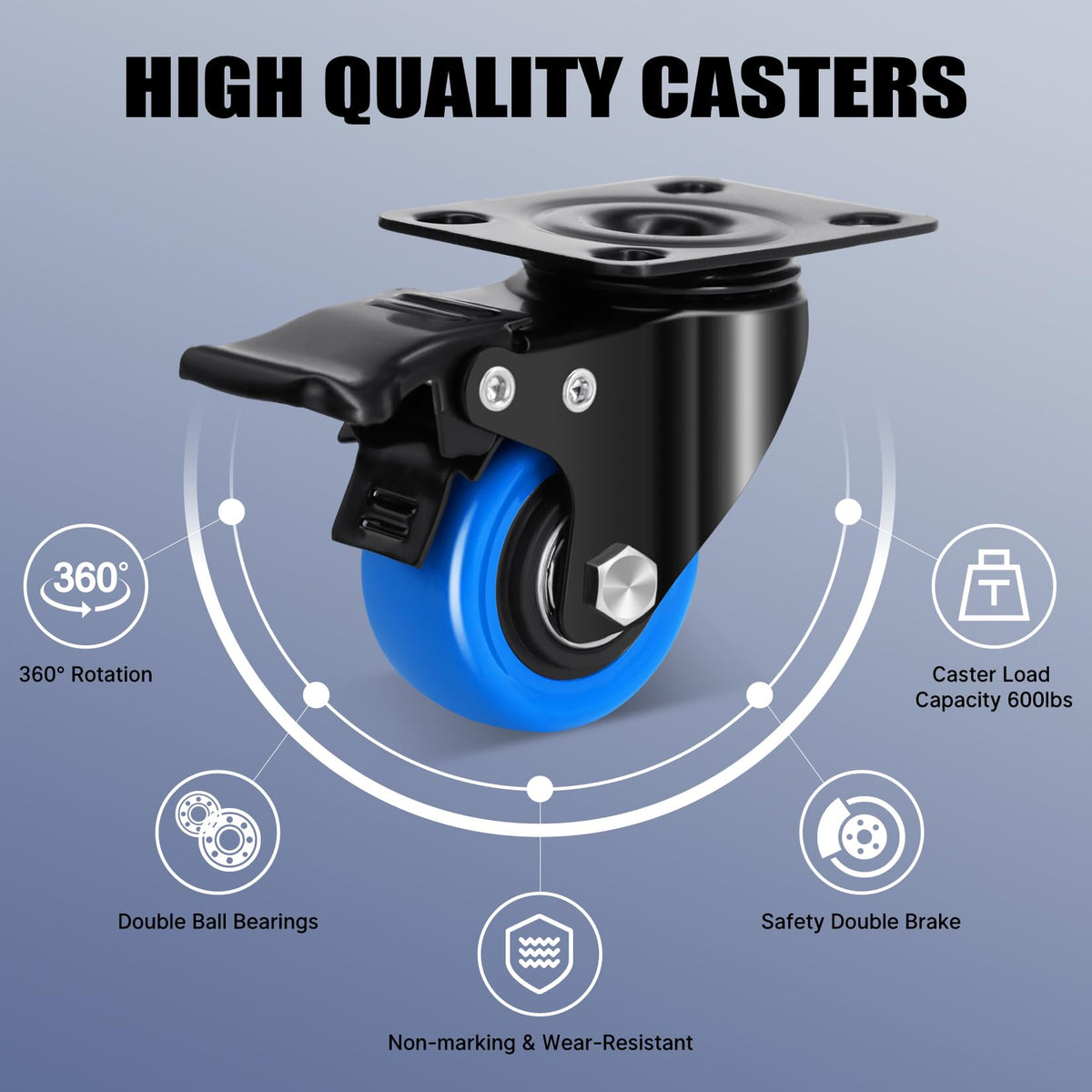 2 Inch Locking Swivel Caster Wheels Set of 8 D9763
