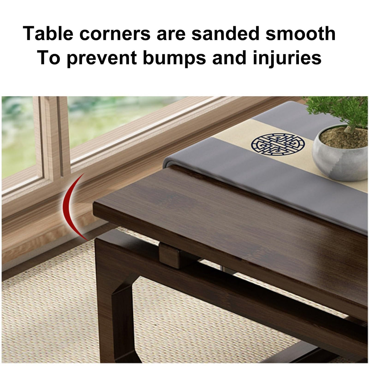 Japanese Floor Table Solid Wood 100x55x30cm I611