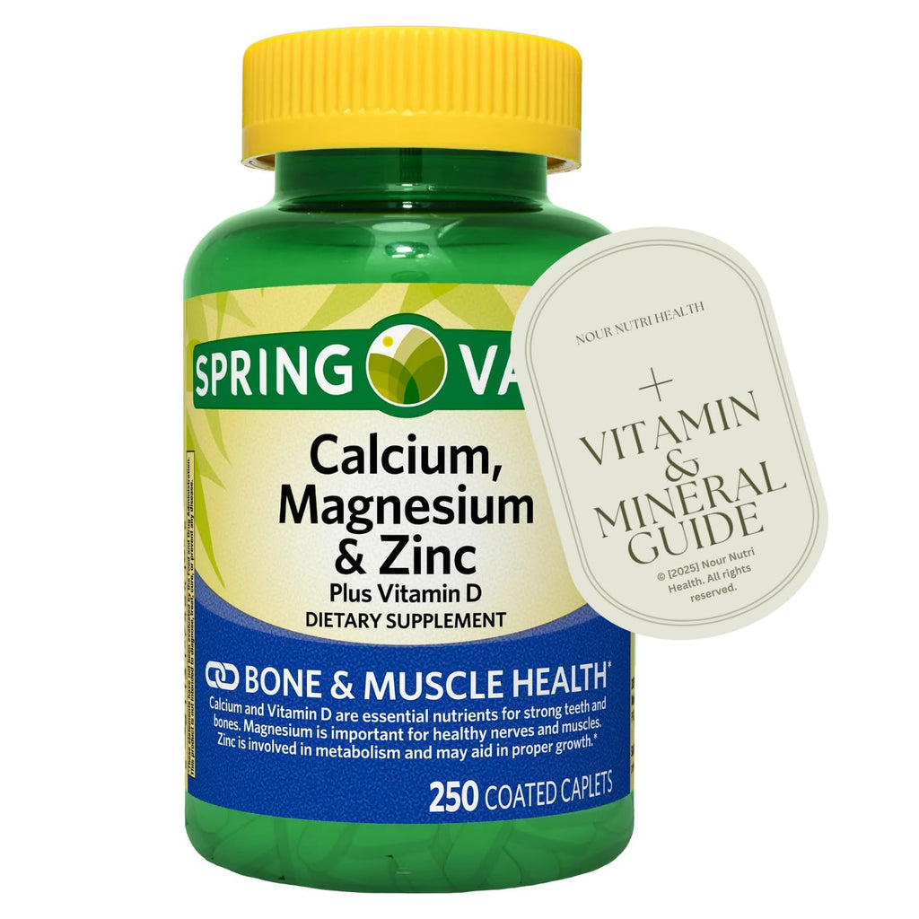 Calcium Magnesium Zinc Vitamin D3 Supplement 250 Caplets Gluten Free G94057
