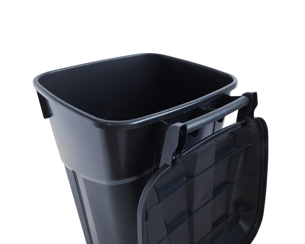 32 Gallon Black Wheeled Outdoor Garbage Can with Snap Lock Lid, 2 Pack C74142