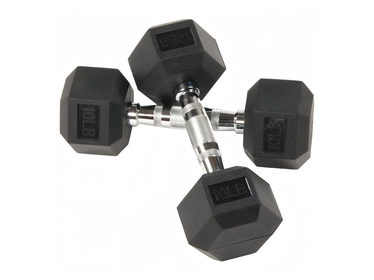 10LB Rubber Hex Dumbbells Set of 2 X901