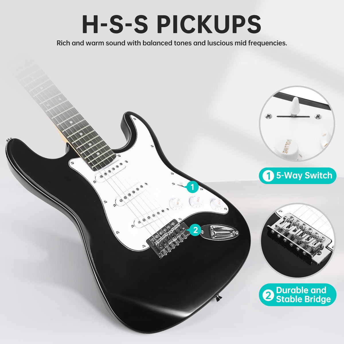 39 Inch Solid Full-size Electric Guitar with Amplifier Bag S656125