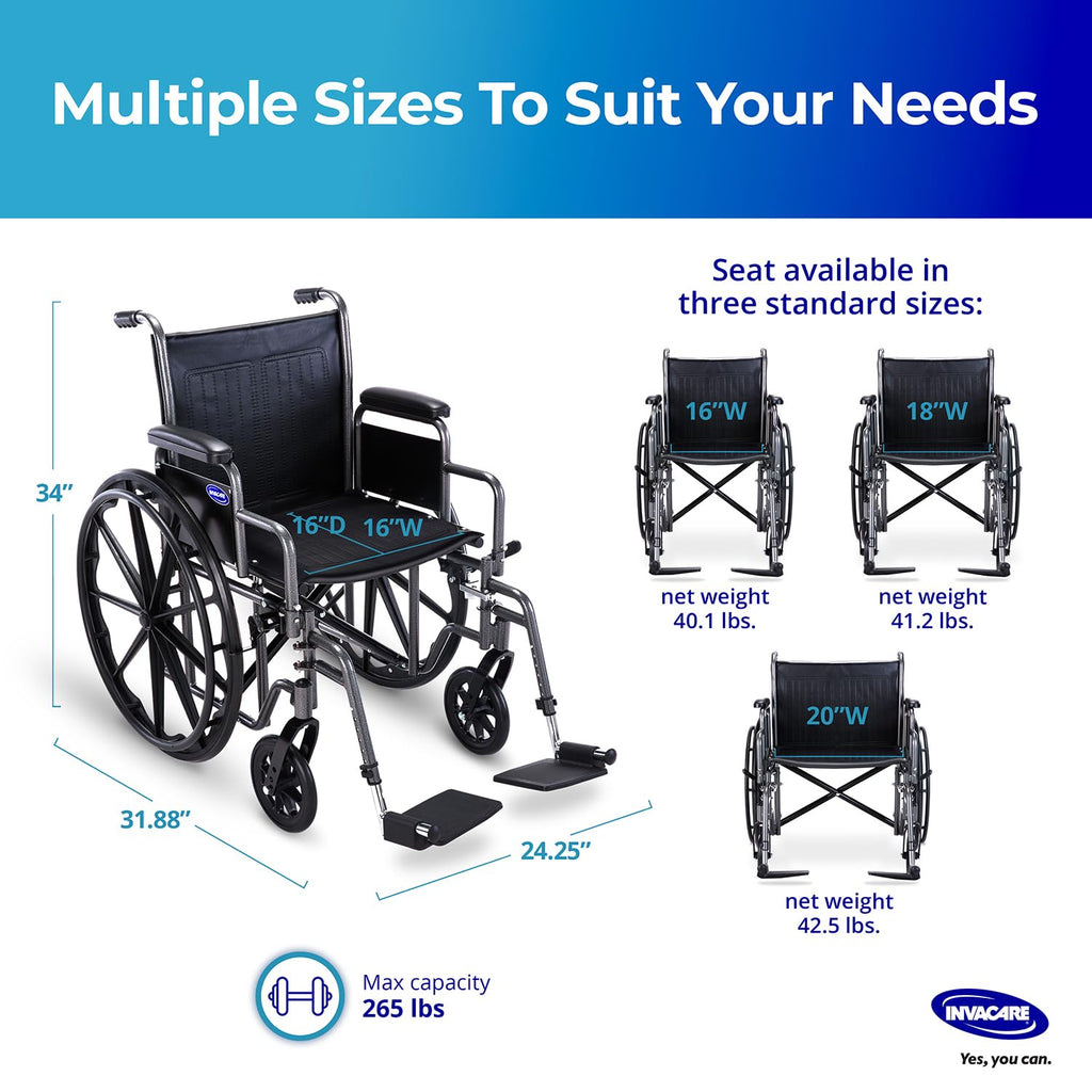 Portable Folding Lightweight Manual Wheelchair 18 Inch Seat K1555