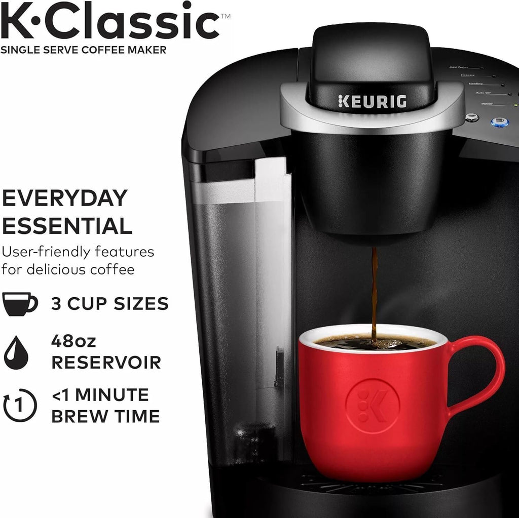 Single Serve K-Cup Pod Coffee Maker, 3 Brew Sizes, 48oz Removable Reservoir, Black D35636