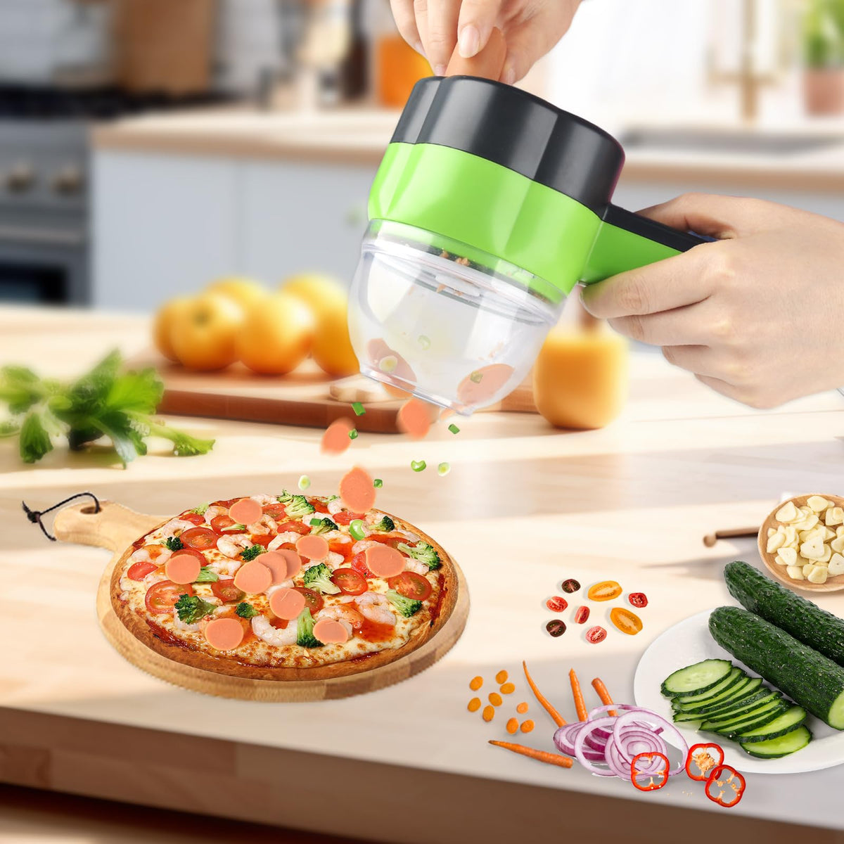 Electric Vegetable Slicer Set 4 in 1 Portable Rechargeable Wireless Food Processor M371
