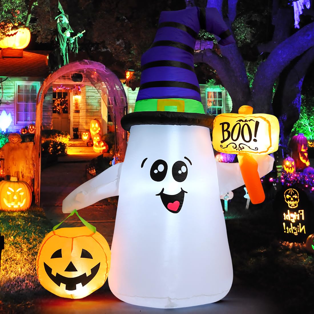 5 FT Halloween Inflatables Ghost with Built-in LEDs L4300