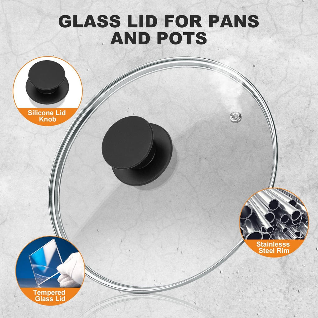 12 Inch Tempered Glass Pan Lid with Silicone Handle K30369