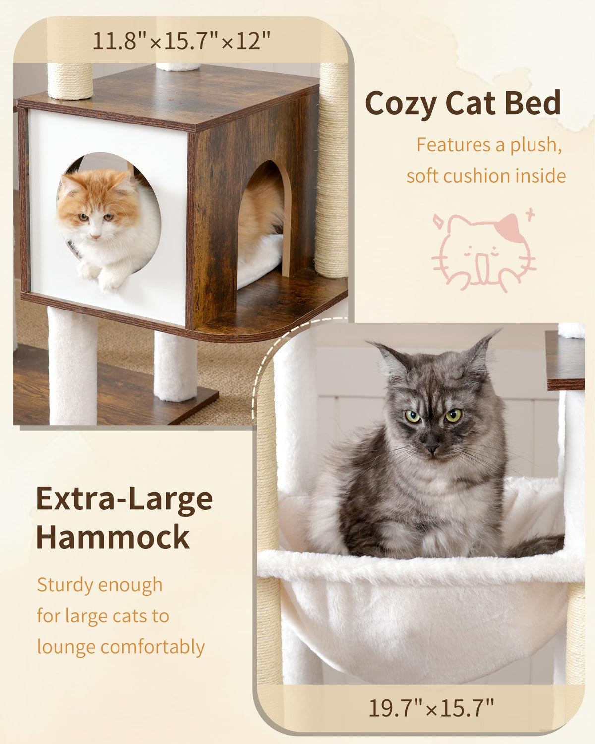 70.5" Wood Tall Cat Tree Z1613