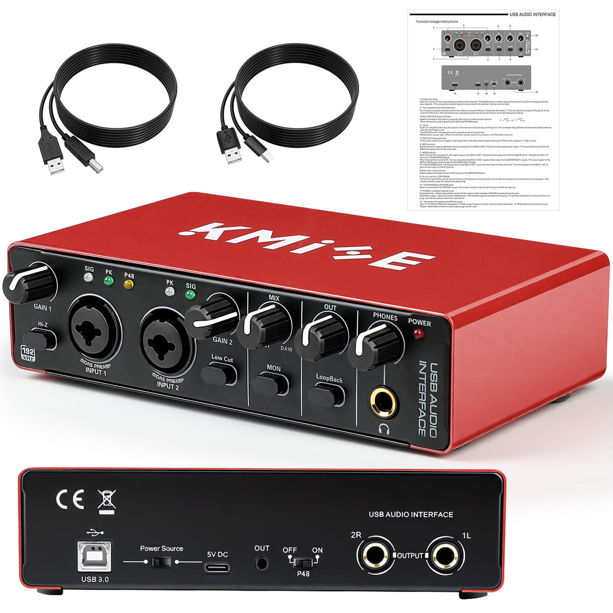 USB Audio Interface with 48V Phantom Power K8775