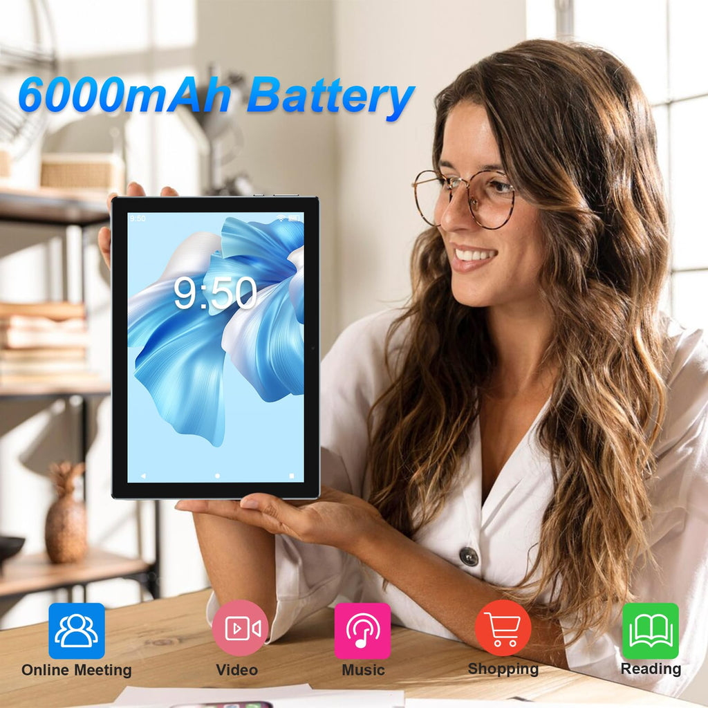 Android 15 Tablet 10 Inch 18GB RAM 128GB ROM Black E74818