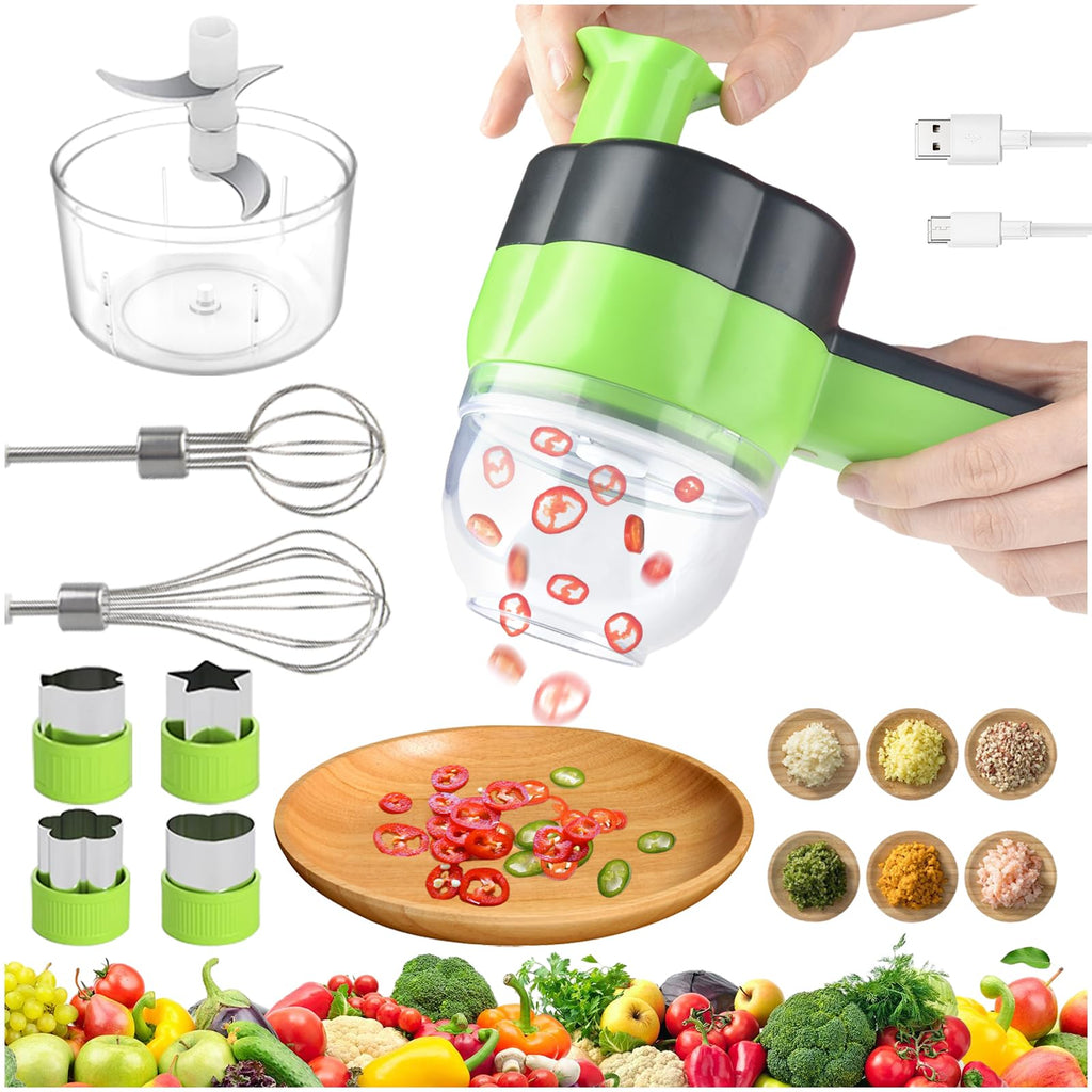 Electric Vegetable Slicer Set 4 in 1 Portable Rechargeable Wireless Food Processor M371