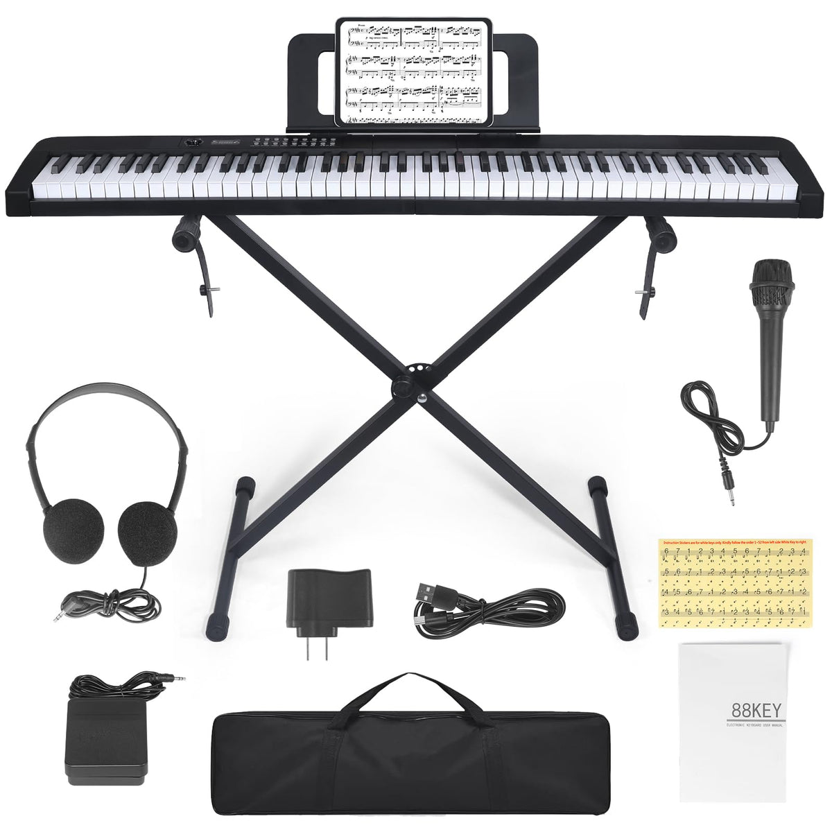 88 Key Electric Digital Piano with Semi Weighted Keys H736291