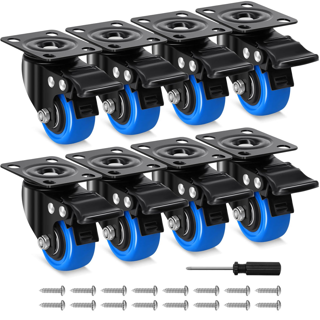 2 Inch Locking Swivel Caster Wheels Set of 8 D9763