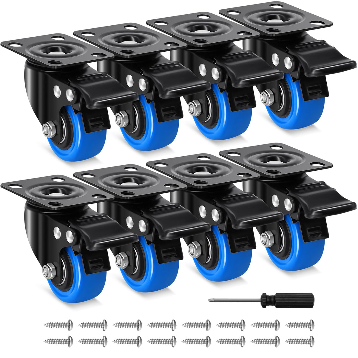 2 Inch Locking Swivel Caster Wheels Set of 8 D9763