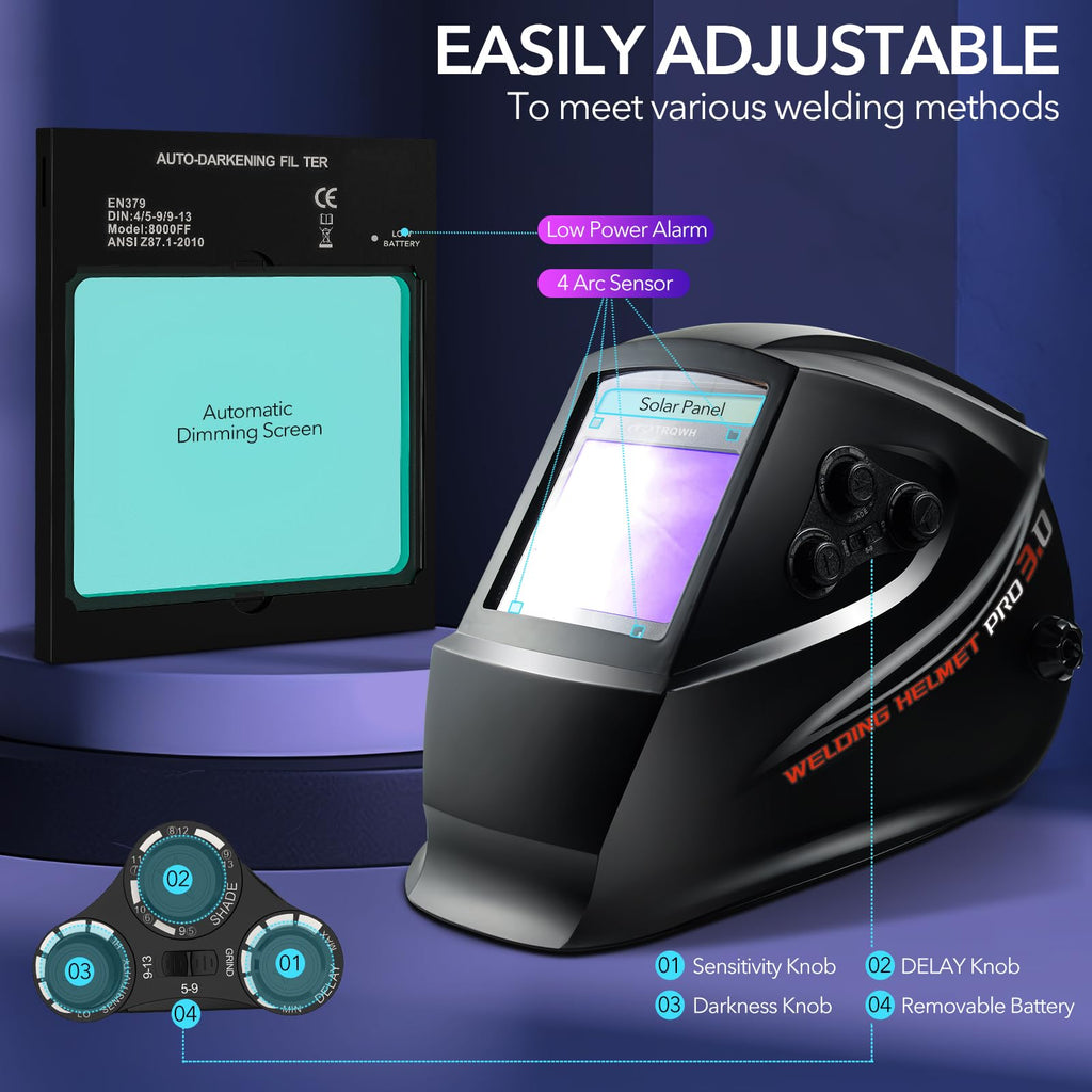 Auto Darkening Solar Powered Welding Helmet F68317