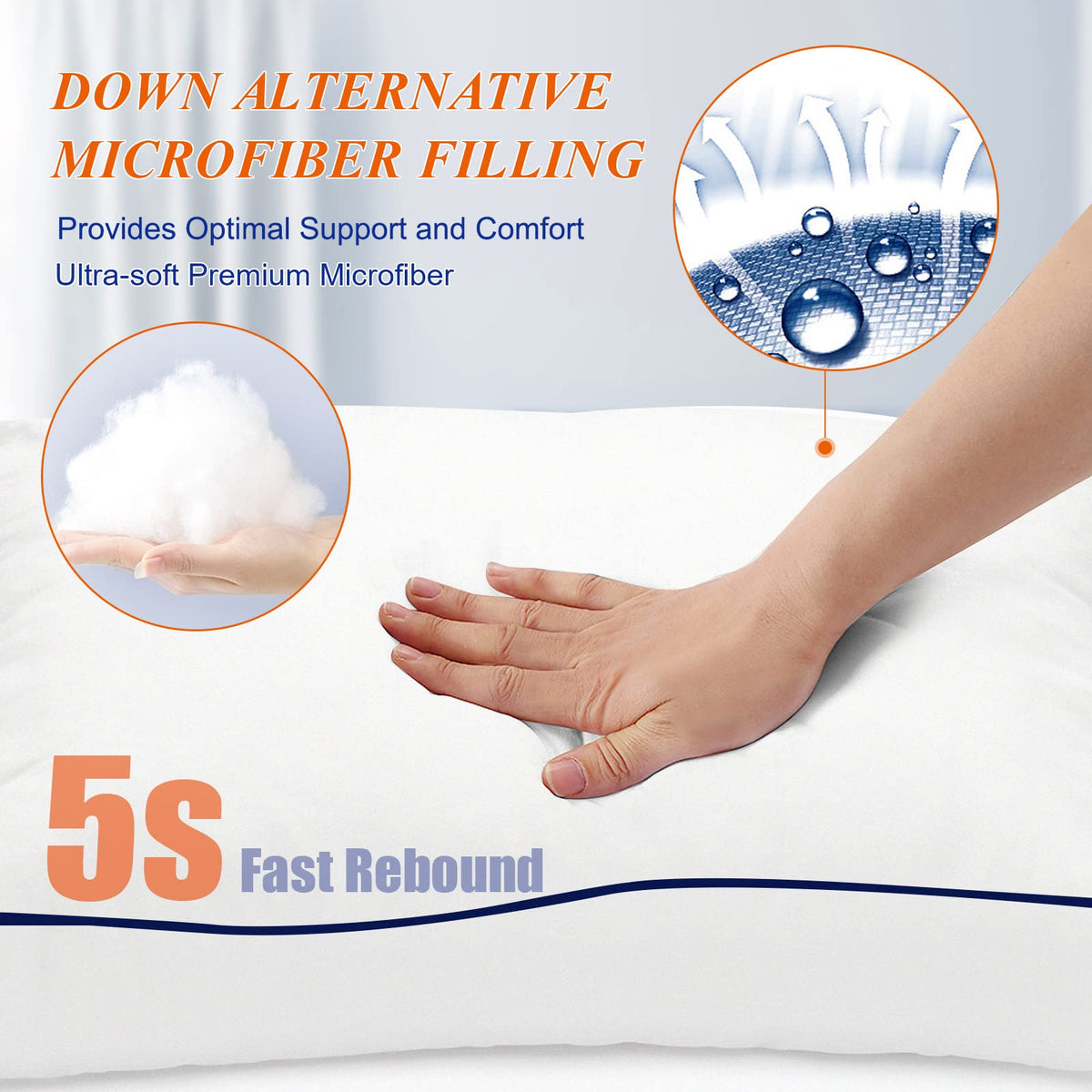 King Size Set of 2 Cooling Bed Pillows U1749