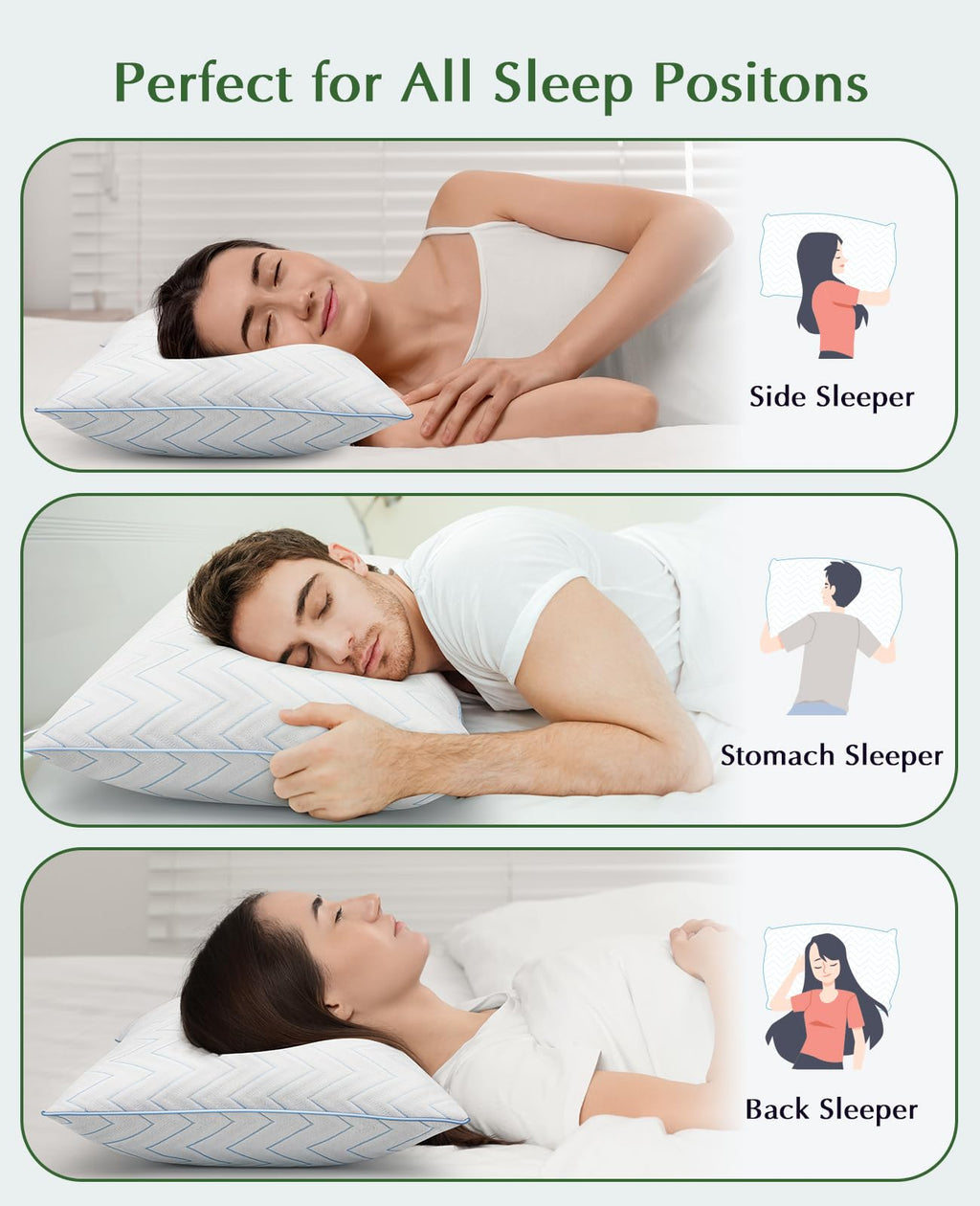 King Size Set of 2 Medium Firm Microfiber Bed Pillows V540962