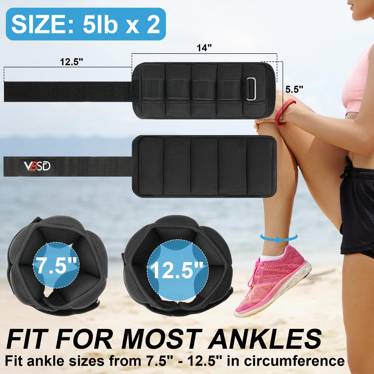 Adjustable 10lb Ankle Weights Q428