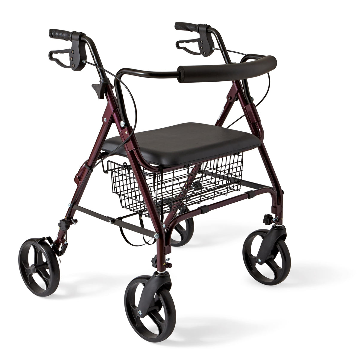 Burgundy Aluminum Bariatric Rollator Walker with Seat X7107
