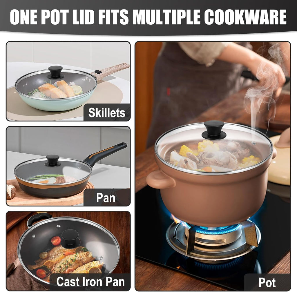 12 Inch Tempered Glass Pan Lid with Silicone Handle K30369