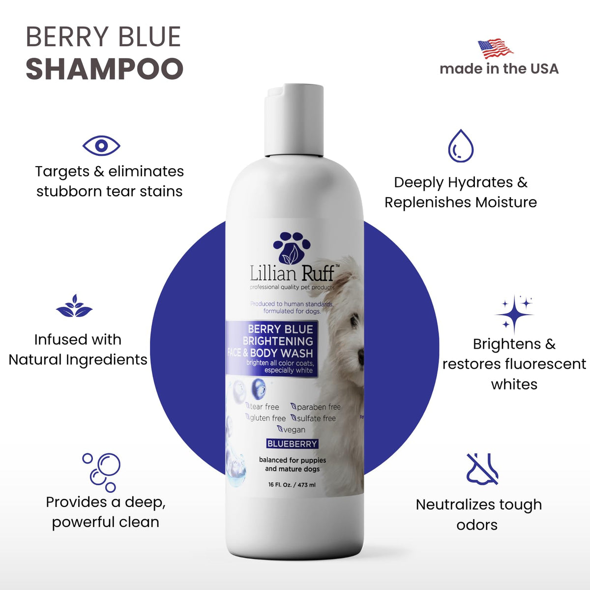 Berry Blue Brightening Pet Shampoo 16oz W501073