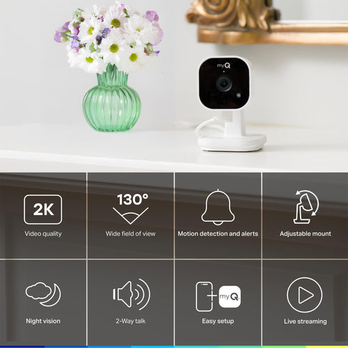 2K Smart Wi-Fi Indoor Security Camera with Night Vision F48136