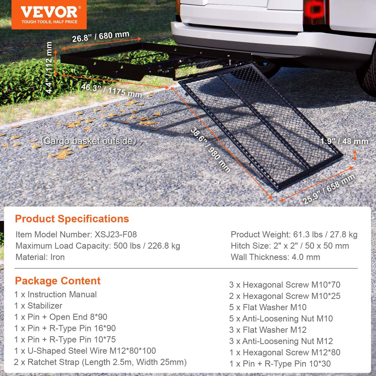 Hitch Mount Mobility Scooter Carrier with Folding Ramp M109582